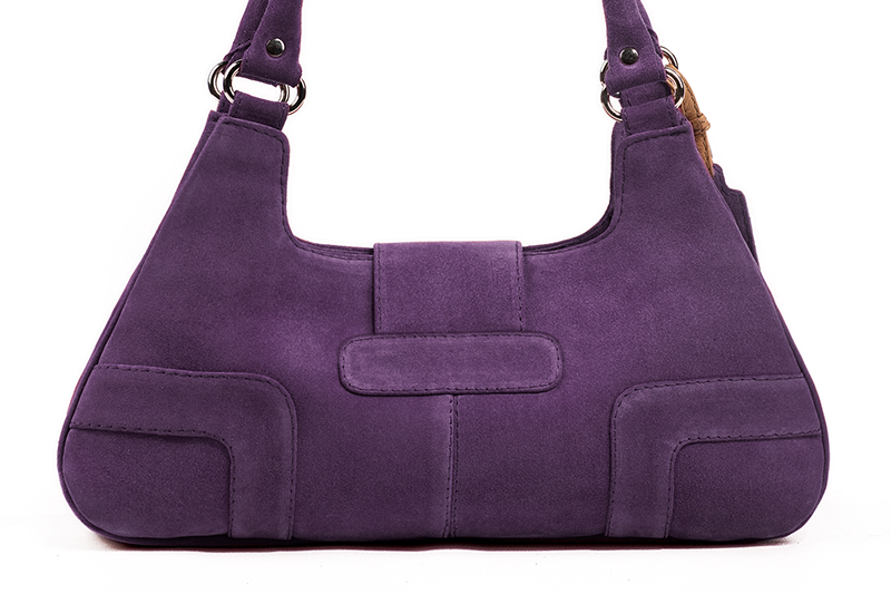 Amethyst purple women's dress handbag, matching pumps and belts. Rear view - Florence KOOIJMAN